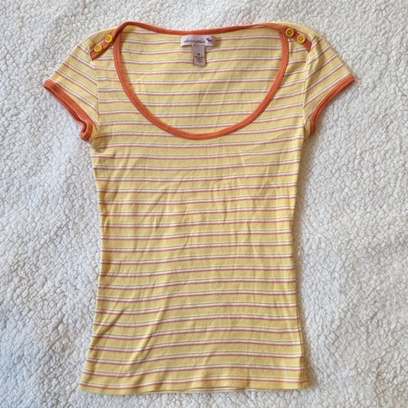 Abercrombie & Fitch Tops - Abercrombie Vintage Striped Yellow Short Sleeve Top
